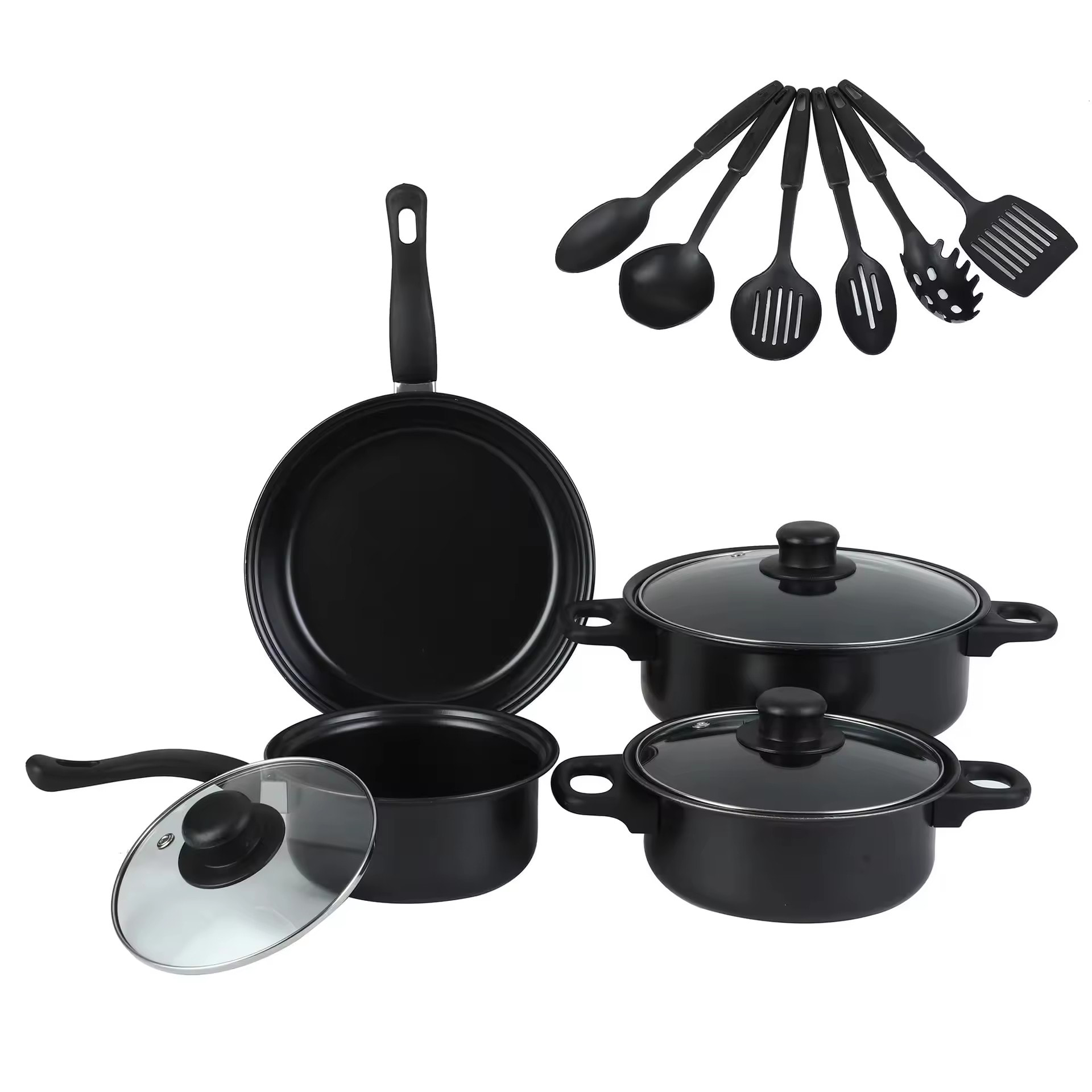 NonStick edénykészlet Fekete konyhai edények, edények és lábasok, mosogatógépben mosható