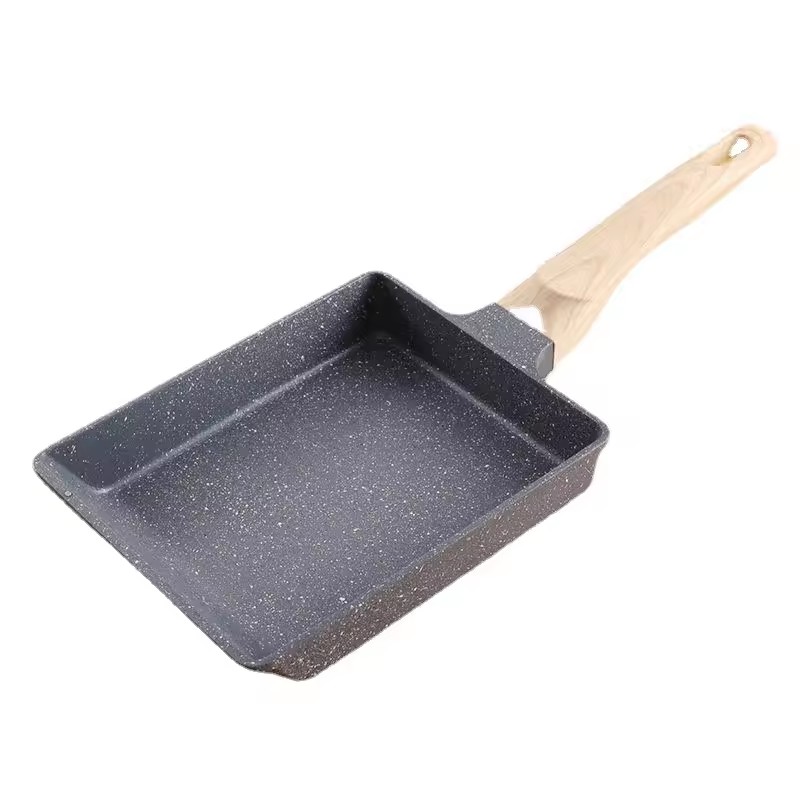 Sűrített és magas jáde kő vastag tojás sült búza, tapadásmentes, négyszögletes, élelmiszer minőségű sült tojásos serpenyő