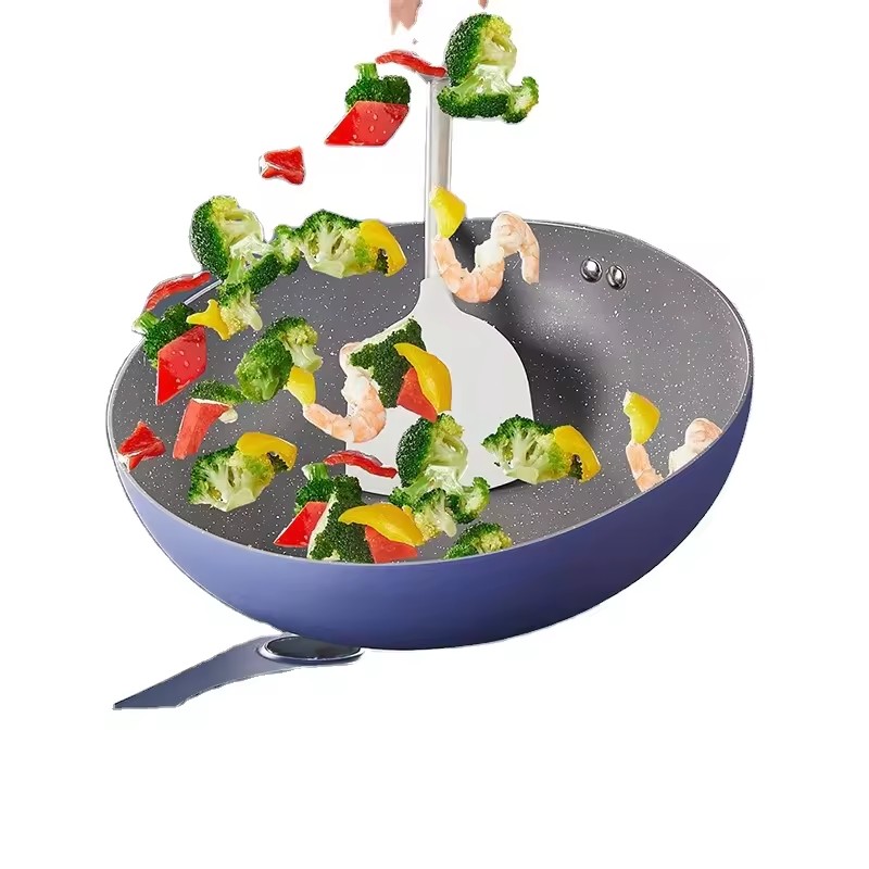 Tapadásmentes serpenyő búza rizskő serpenyő konyhai edénykészlet teljes háztartási lapos fenekű edény